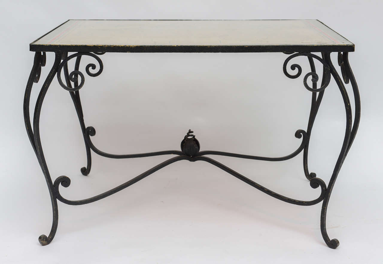 French Map Wrought Iron Table In Good Condition For Sale In West Palm Beach, FL