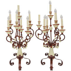 Pair of Wood Beaded Lamps