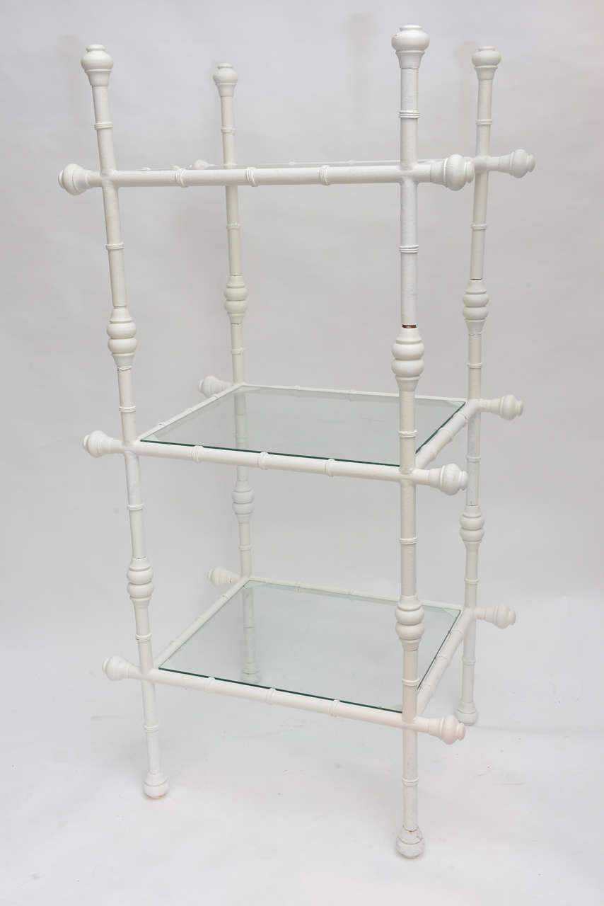 American Pair Faux Metal Bamboo Shelves For Sale