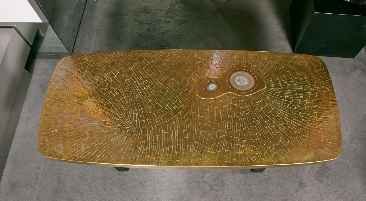 Spectacular Brass Etched Cocktail Table by Fernand Dresse