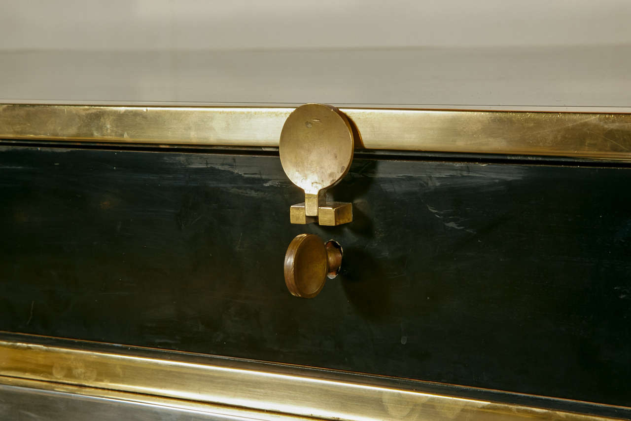 Brass Important Desk by La Boetie's Parisian Workshop, 20th Century For Sale