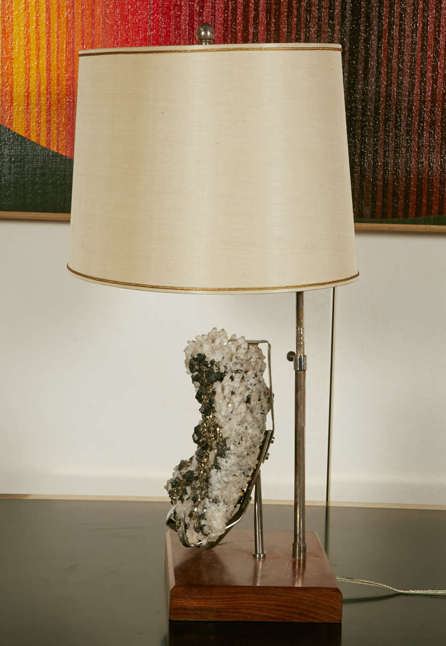 Late 20th Century Elegant Table Lamp with Pyrite in the Manner of Willy Daro, circa 1970 For Sale