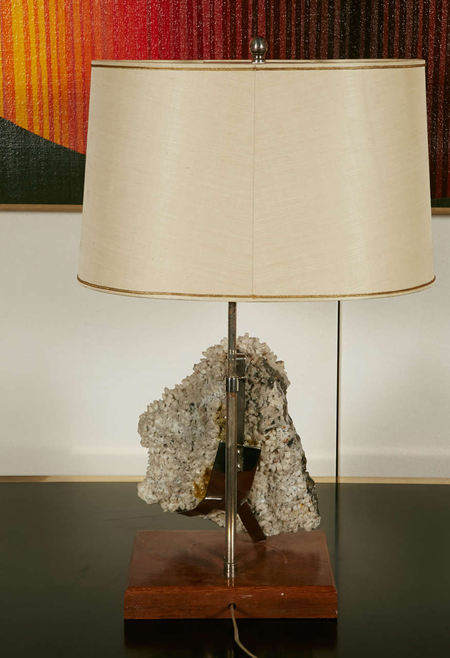 Elegant Table Lamp with Pyrite in the Manner of Willy Daro, circa 1970 For Sale 1