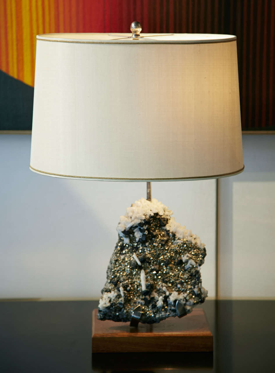 Elegant Table Lamp with Pyrite in the Manner of Willy Daro, circa 1970 For Sale 4