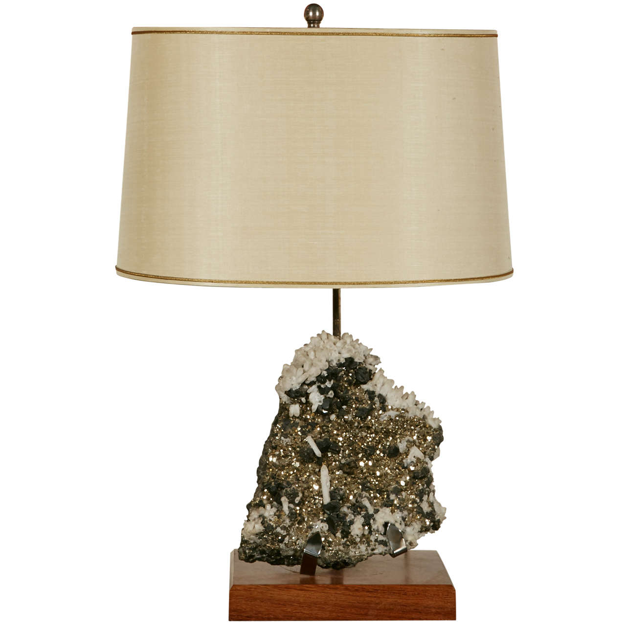 Elegant Table Lamp with Pyrite in the Manner of Willy Daro, circa 1970 For Sale