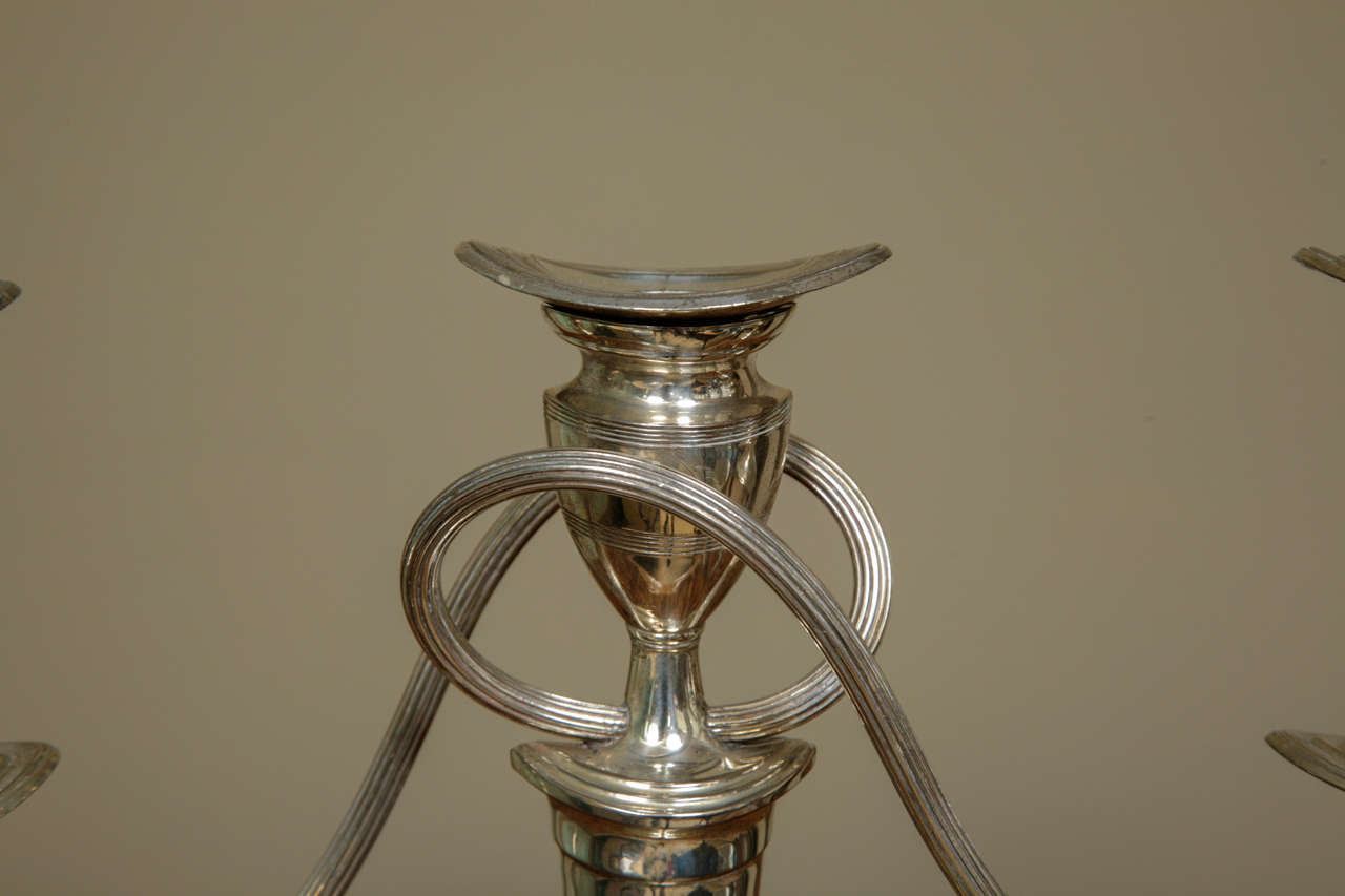 Pair of Georgian Silvered Triple Candle Candelabra circa 1790 1