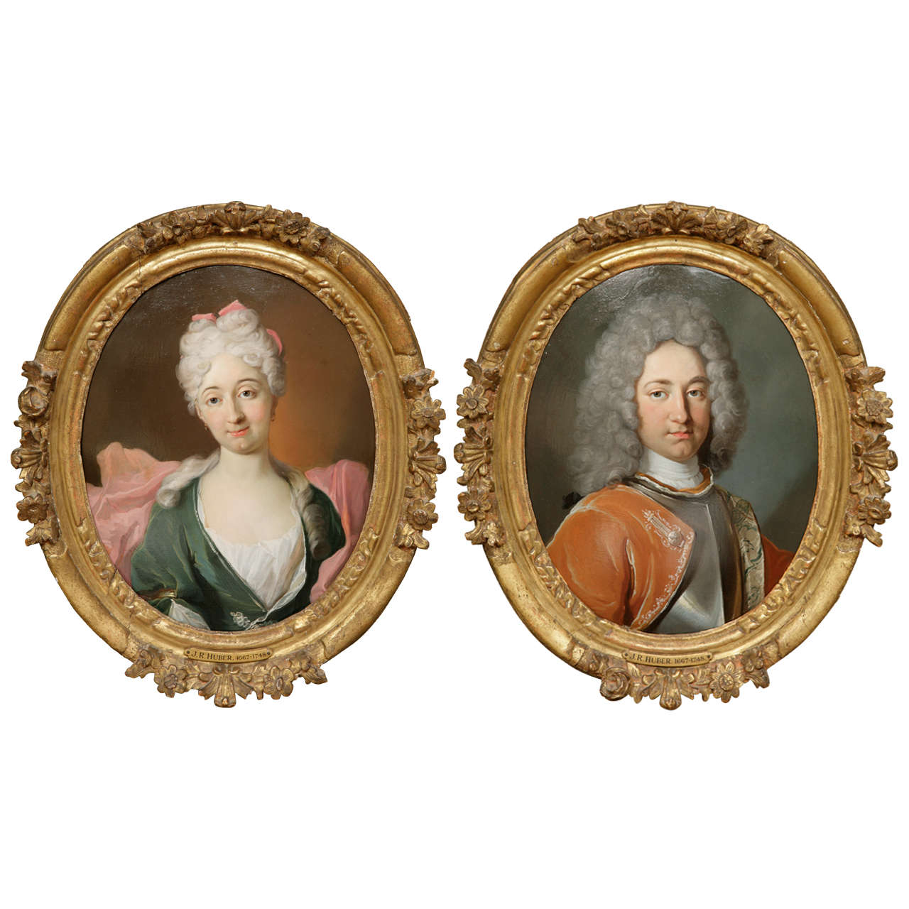 A Pair of Oval Portraits By Johann Huber Dated 1711