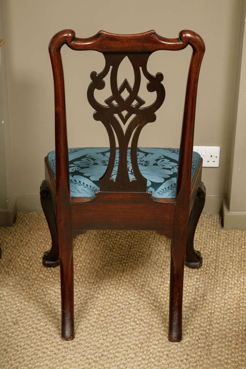 Wood Irish Mahogany Side Chair circa 1740 For Sale