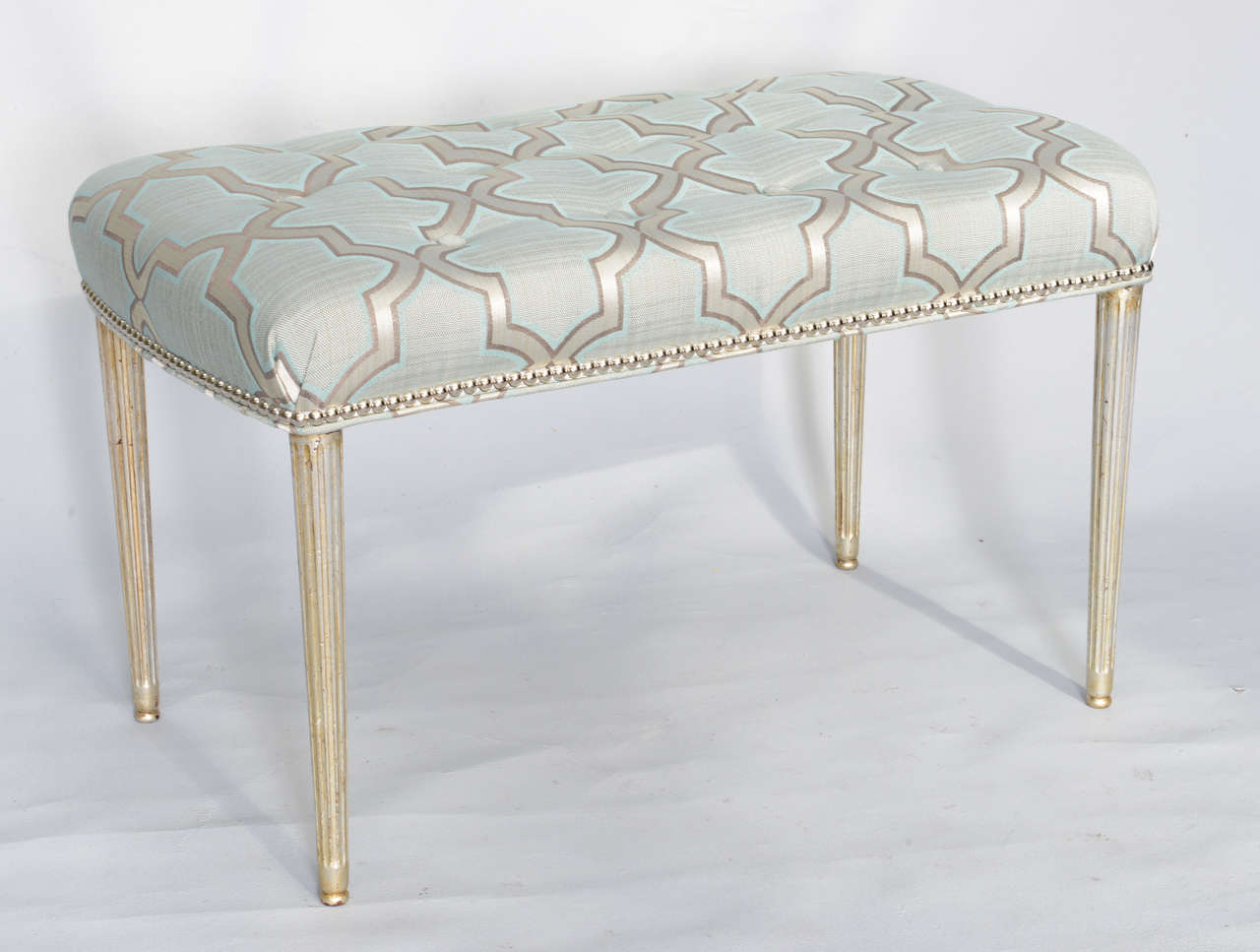 20th Century French Upholstered Bench on Silvergilt Legs Circa 1920s