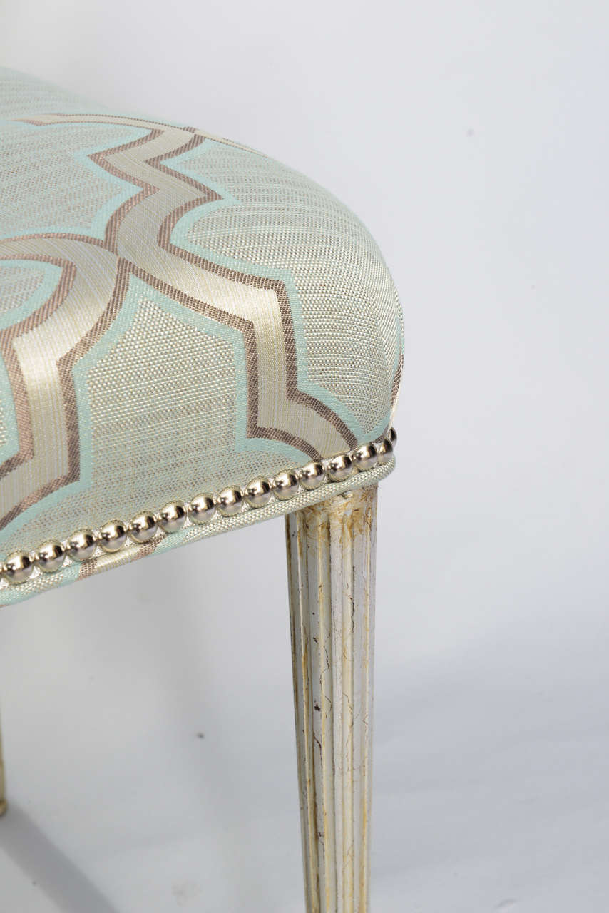 French Upholstered Bench on Silvergilt Legs Circa 1920s 1