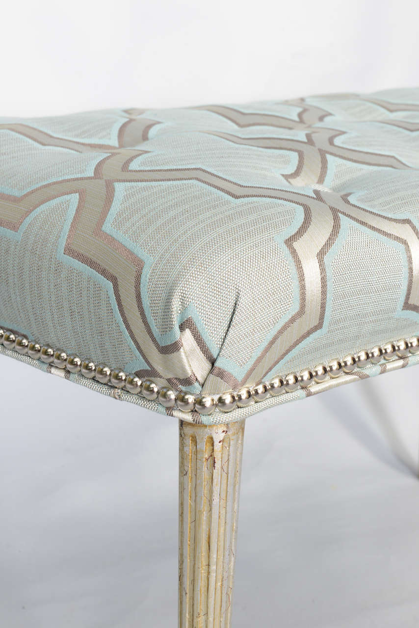 French Upholstered Bench on Silvergilt Legs Circa 1920s 4