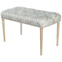 French Upholstered Bench on Silvergilt Legs Circa 1920s