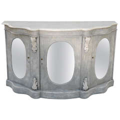 Painted 19c. English Server with Oval Mirrored Door Panels