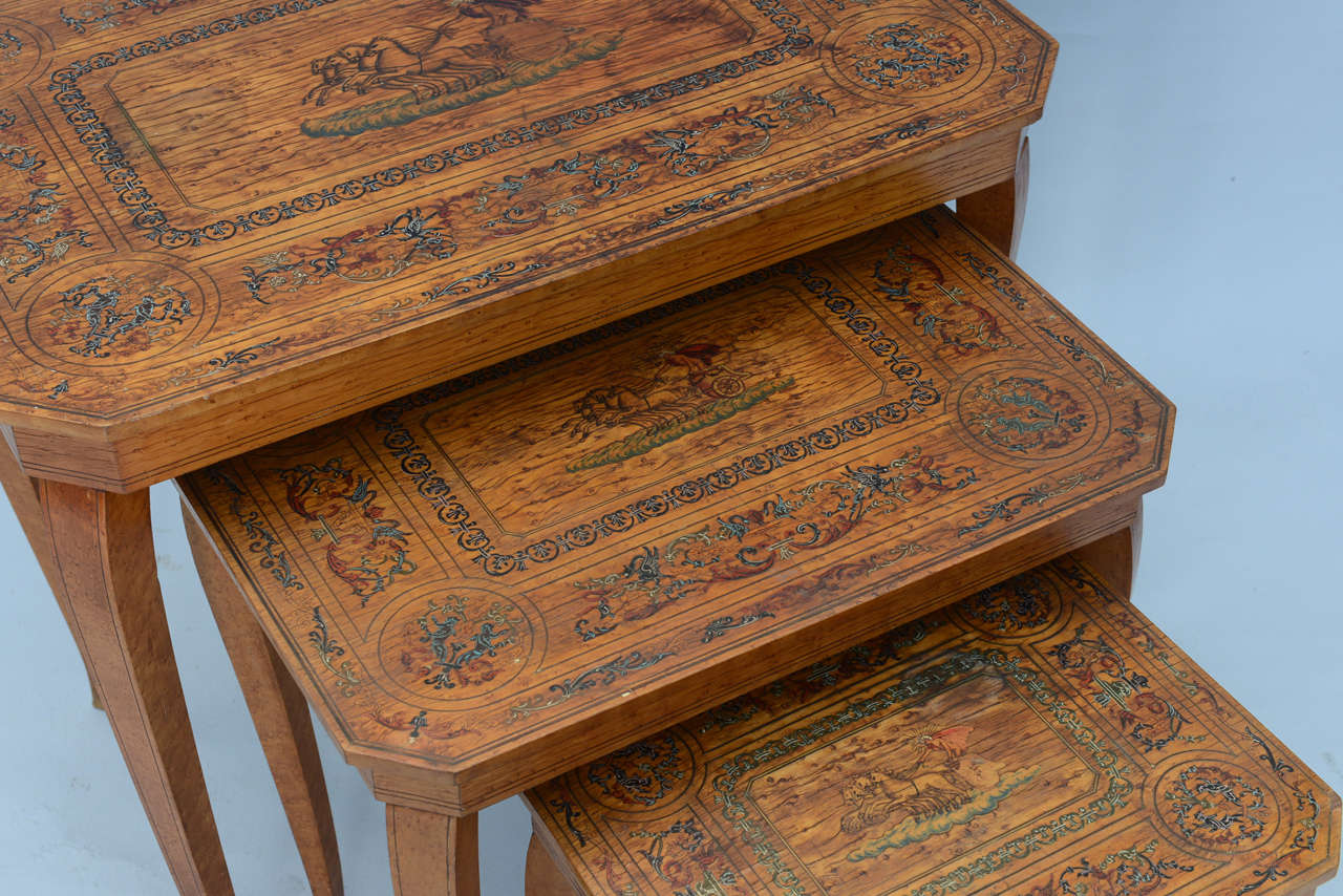 Italian Set of Three Neoclassical Nesting Tables For Sale