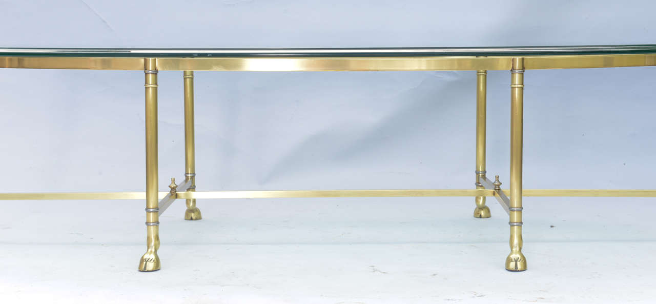 Polished Brass Cocktail Table with Oval Glass Top 4