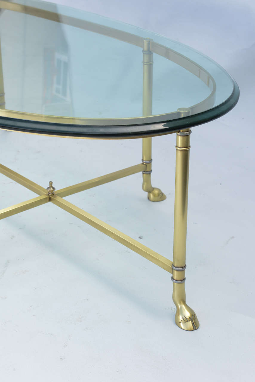 Polished Brass Cocktail Table with Oval Glass Top 5