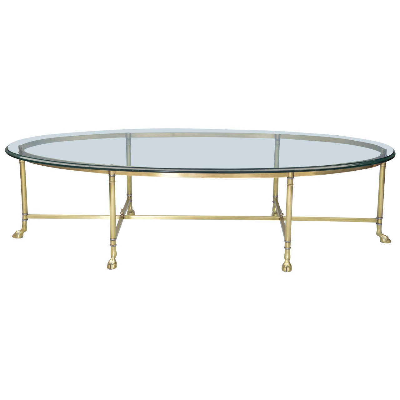 Polished Brass Cocktail Table with Oval Glass Top