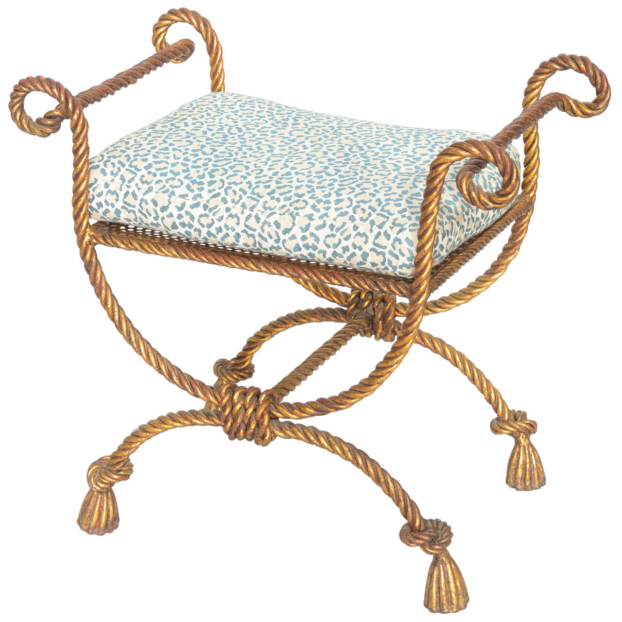 Niccolini Gilded Iron Rope and Tassel Stool