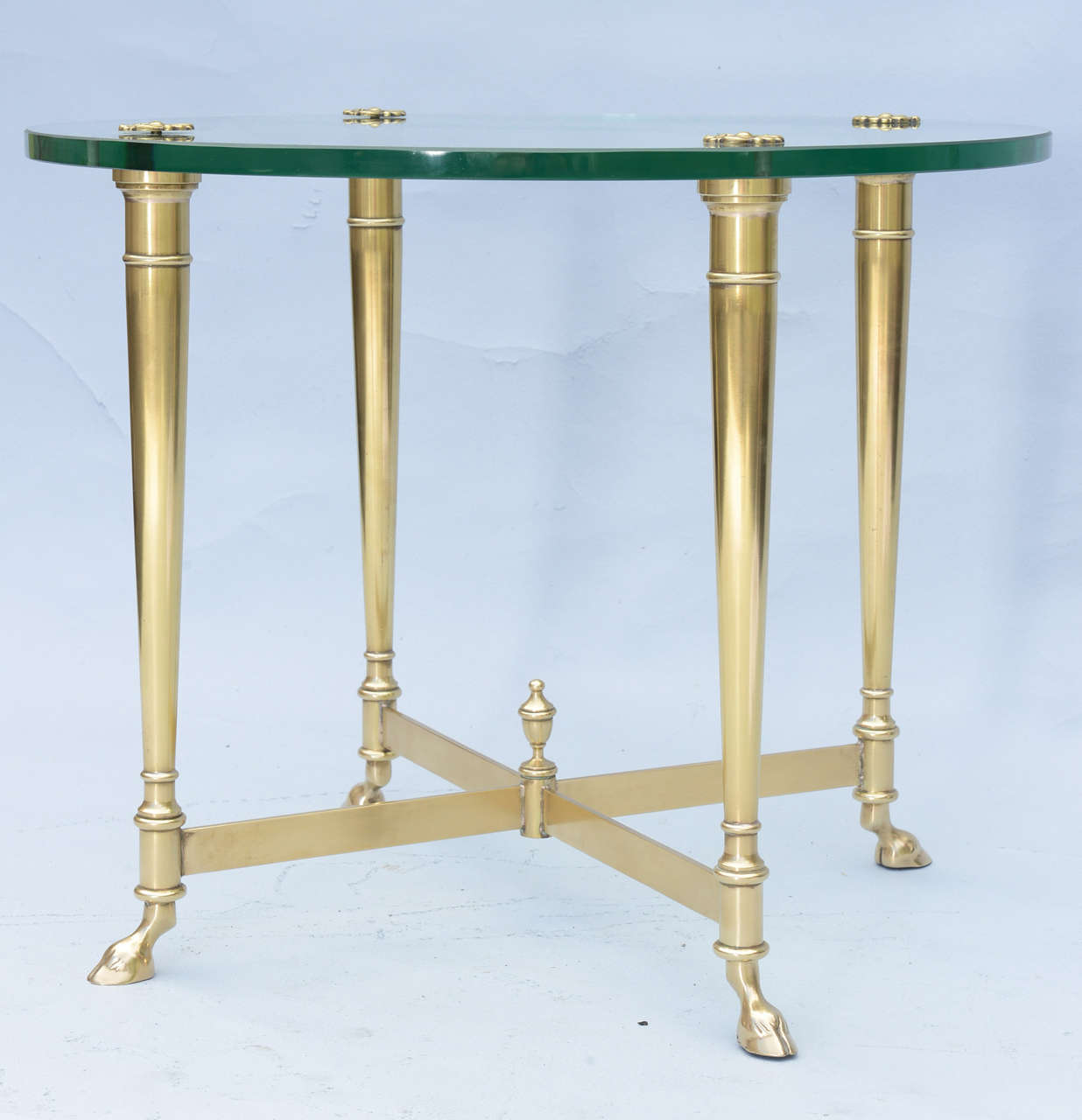 brass and glass end table