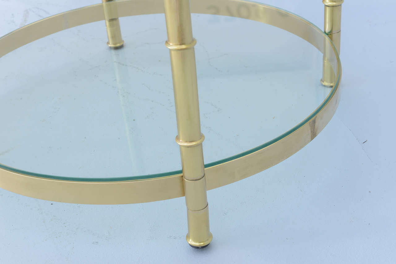 Polished Brass Faux Bamboo End Table 5