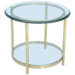 Polished Brass Faux Bamboo End Table