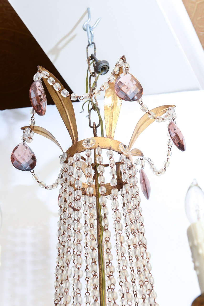 Empire Form Italian Chandelier with Amethyst Colored Accent Crystals 4
