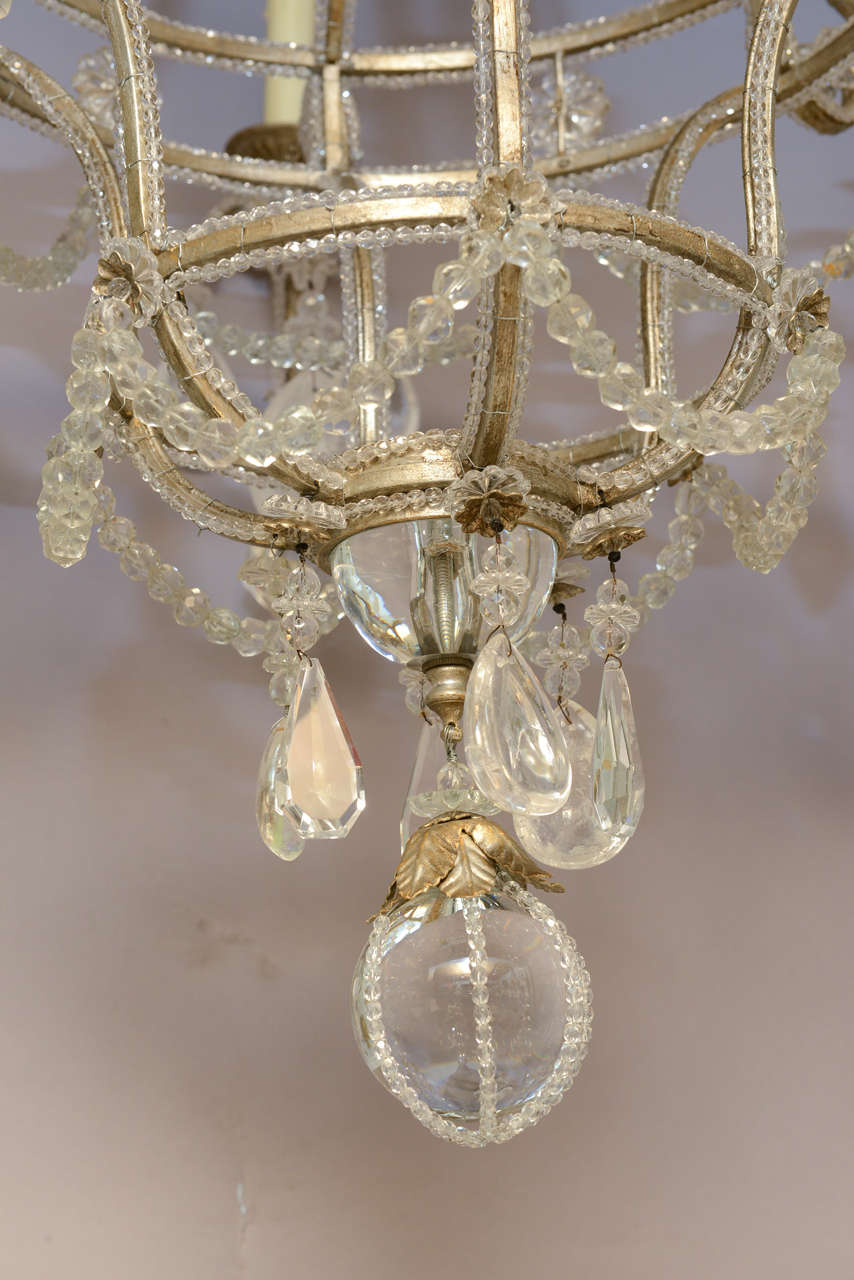 Faceted Beaded Six-Arm Chandelier with Rock Crystal Accents