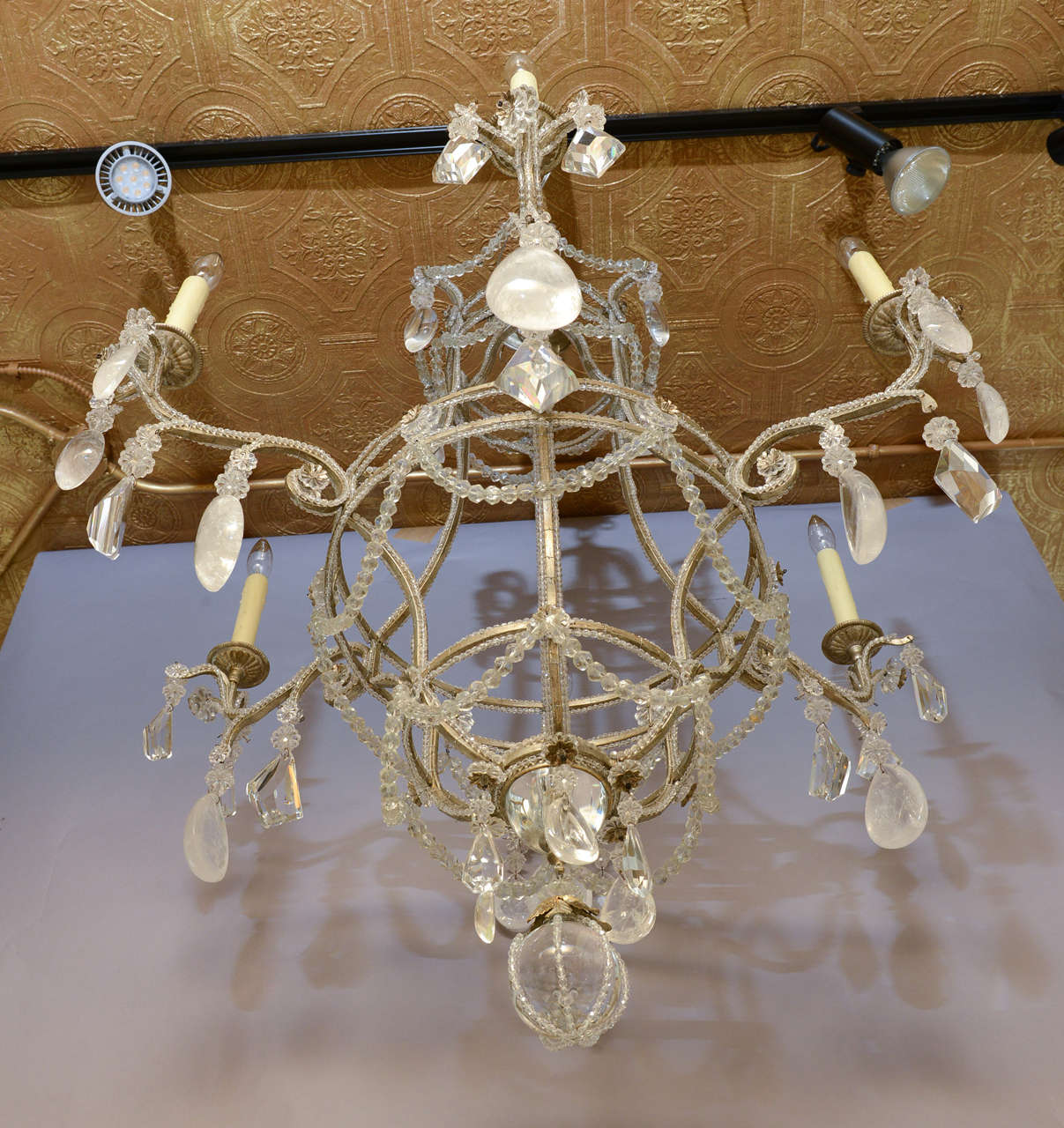 Beaded Six-Arm Chandelier with Rock Crystal Accents 2
