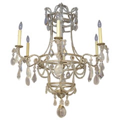 Beaded Six-Arm Chandelier with Rock Crystal Accents
