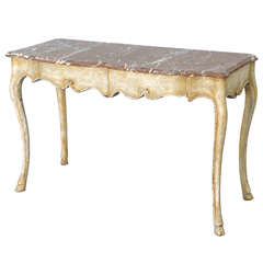 Antique Painted 19c. Italian Console Table with Marble Top