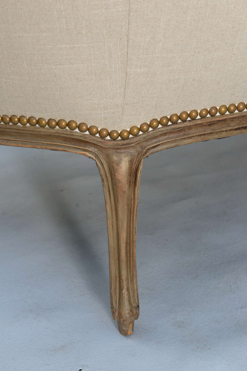 Louis XV Style Walnut Settee Upholstered in Linen 3