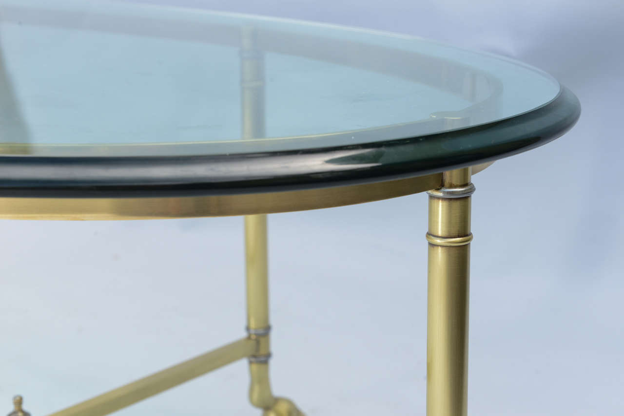 Polished Brass Cocktail Table with Oval Glass Top at 1stDibs