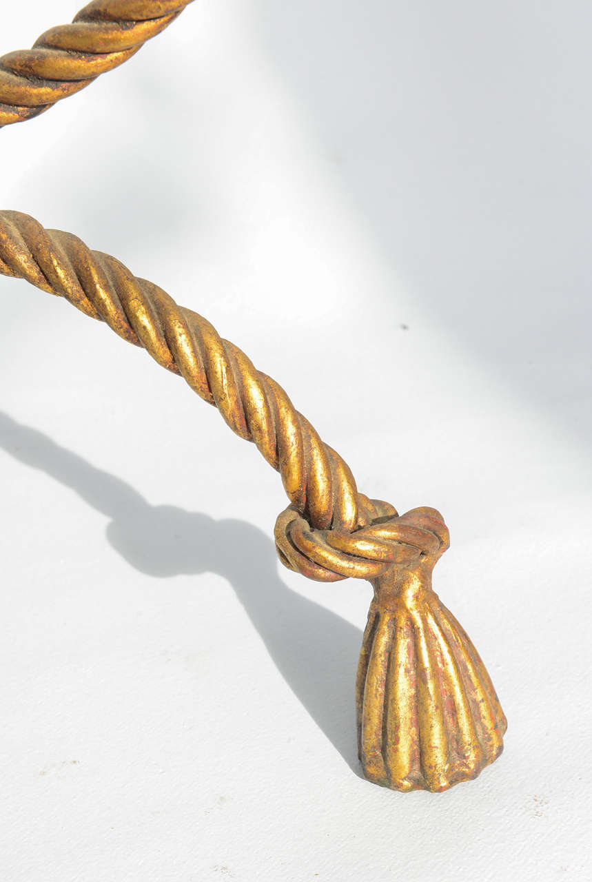 Gilded Iron Rope and Tassel Stool For Sale at 1stdibs