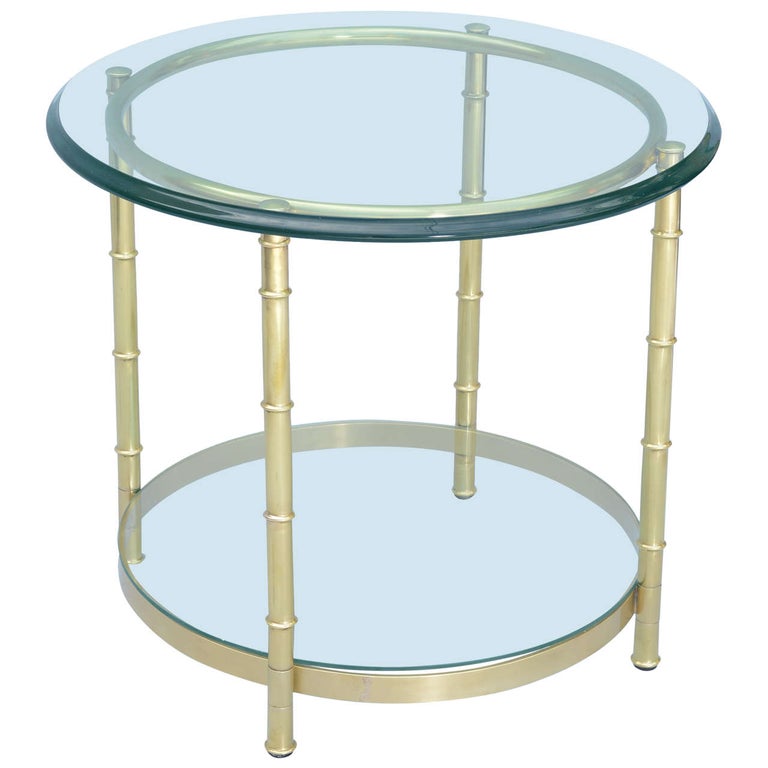 Polished Brass Faux Bamboo End Table For Sale at 1stDibs