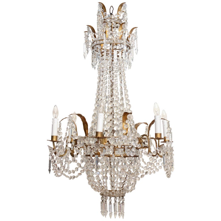 Empire Form Crystal Chandelier For Sale at 1stDibs