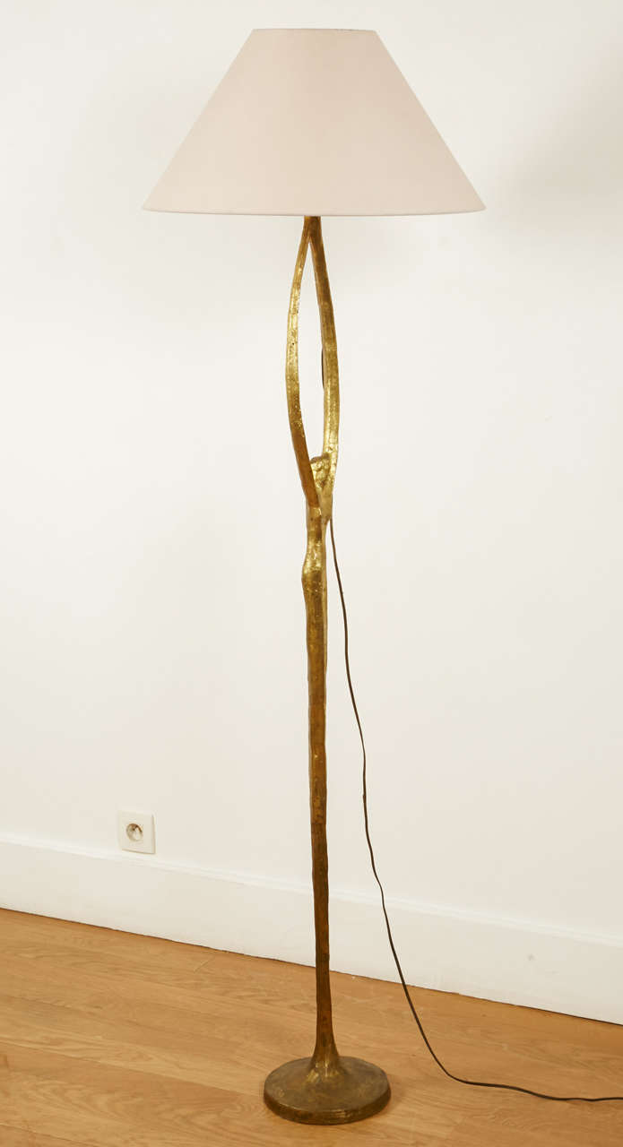 Mid-20th Century Gilt Patinated Bronze Floor Lamp by Félix Agostini, 1955-60