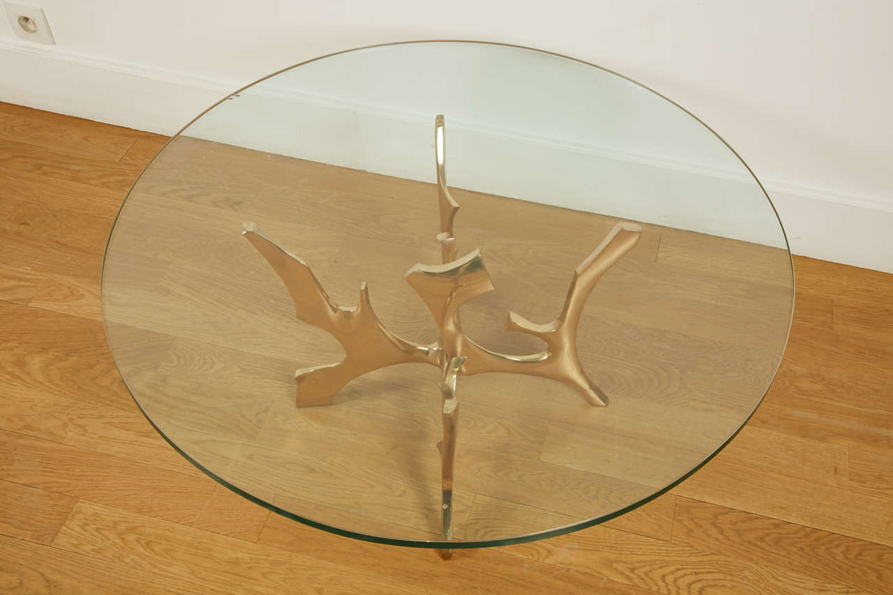 French Circular Coffee Table by Fred Brouard, 1970s