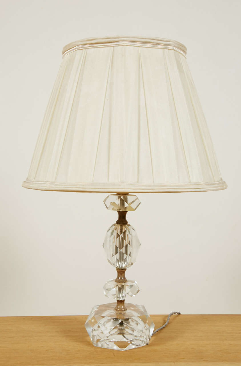 French Pair of Cut Glass Table Lamps, France, 1950s For Sale