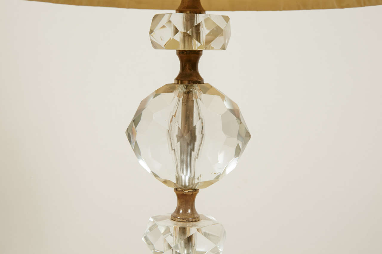 Mid-20th Century Pair of Cut Glass Table Lamps, France, 1950s For Sale