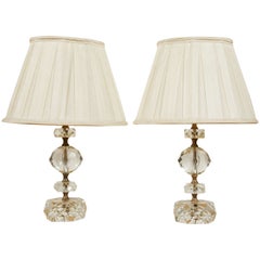 Pair of Cut Glass Table Lamps, France, 1950s