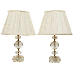 Pair of Cut Glass Table Lamps, France, 1950s 9