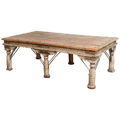 Large Indian Teak Hand Carved Coffee Table or Daybed