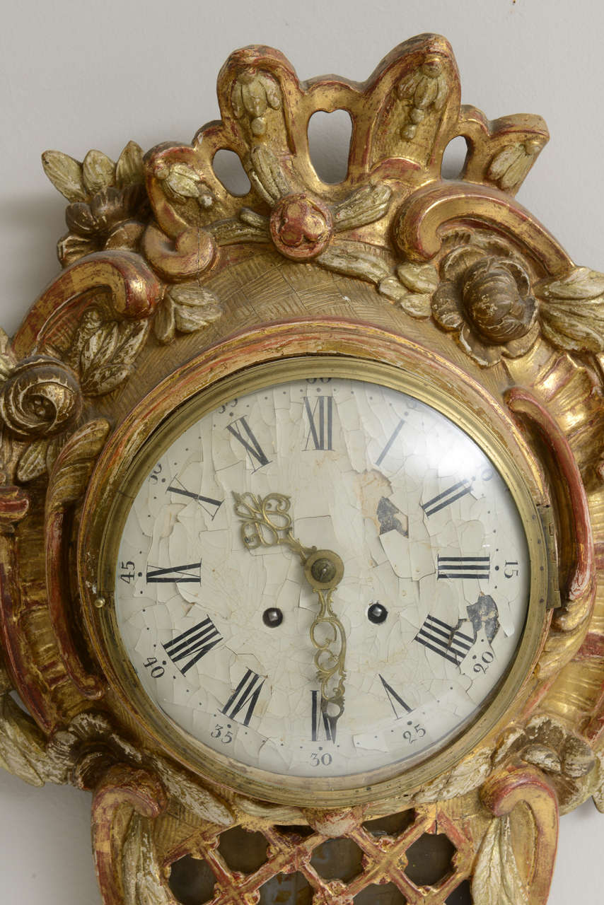 Swedish Giltwood Wall Clock, Late 18th Century For Sale 2