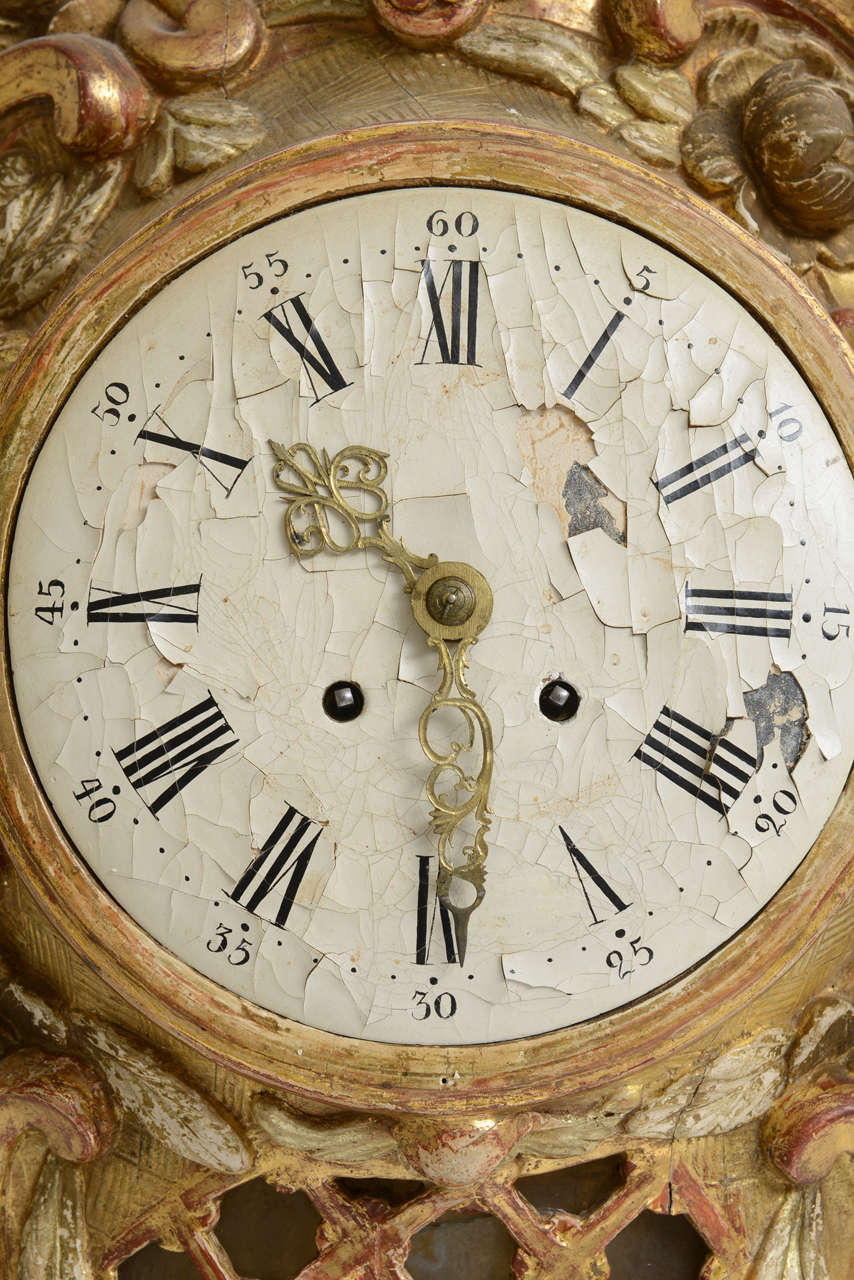 Swedish Giltwood Wall Clock, Late 18th Century For Sale 5