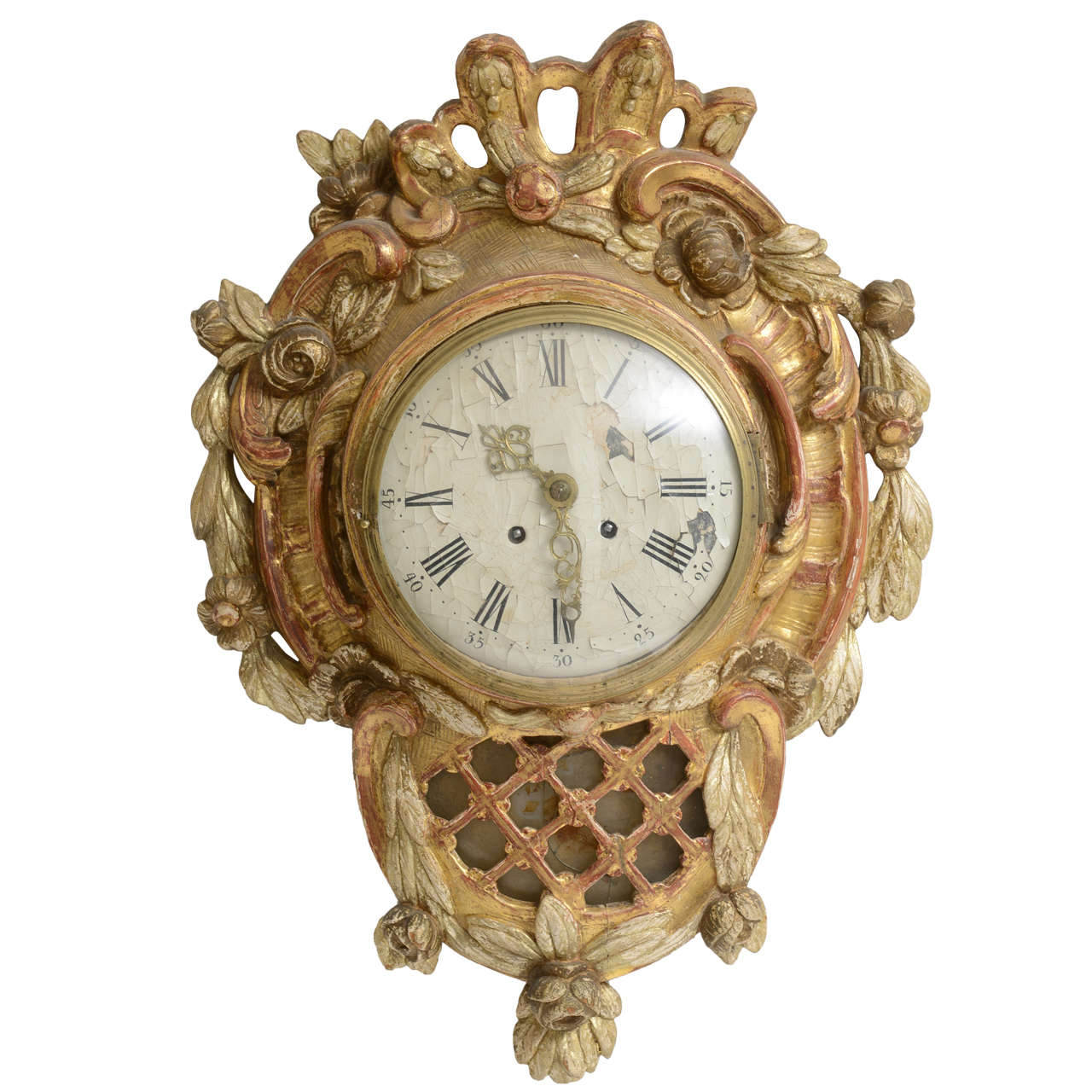 Swedish Giltwood Wall Clock, Late 18th Century For Sale