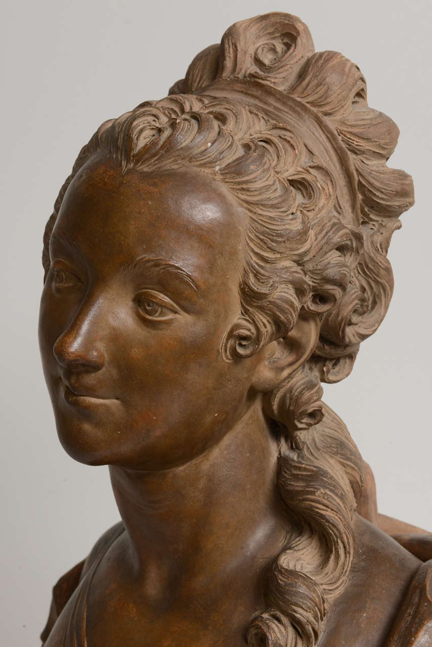 Louis XVI French Terracotta Bust of a Lady, 19th Century For Sale