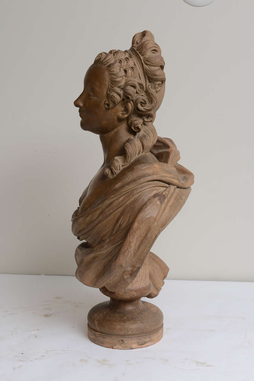 French Terracotta Bust of a Lady, 19th Century For Sale 1
