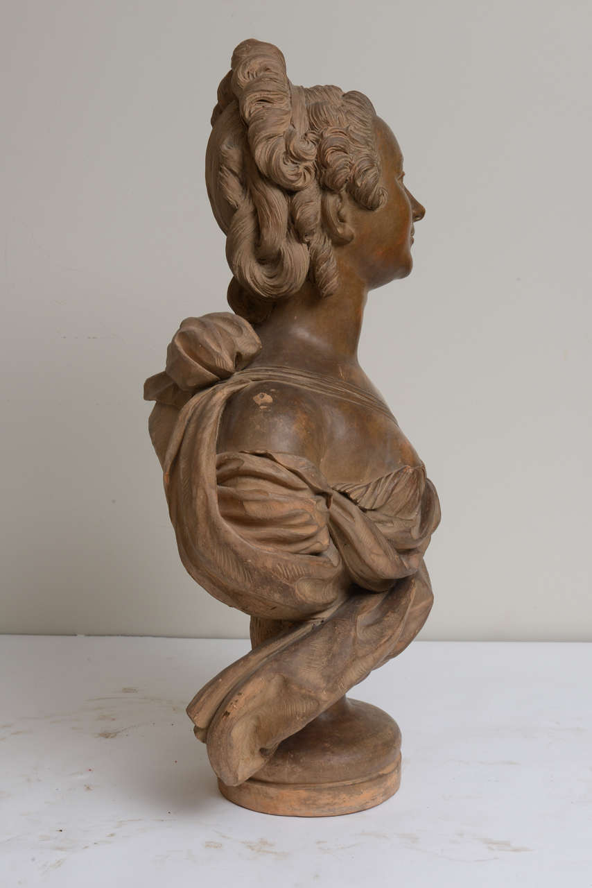 French Terracotta Bust of a Lady, 19th Century For Sale 3