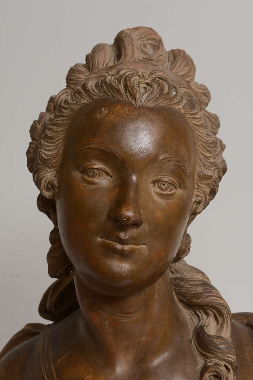French Terracotta Bust of a Lady, 19th Century For Sale 4
