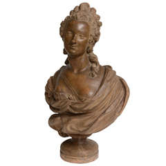French Terracotta Bust of a Lady, 19th Century